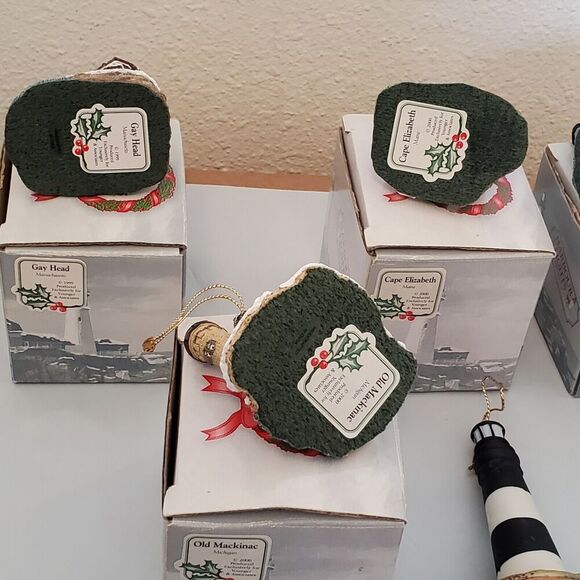 Harbour Lights 7 Ornaments w/ Box Gay Head, Old Field, West Quoddy, Barnegat - Picture 14 of 16